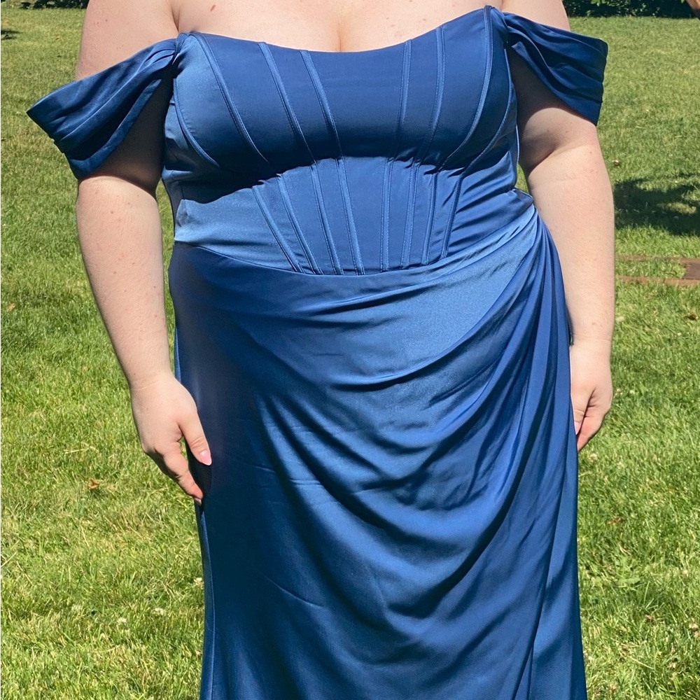 Cinderella Divine Navy Blue Gown - Size 24 (Altered) - Lace-Up Corset